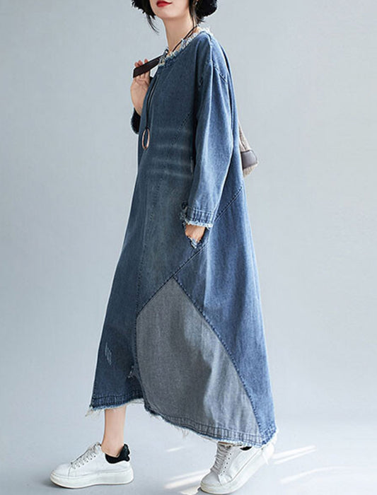 カットオフリメイク風デニムロングワンピース