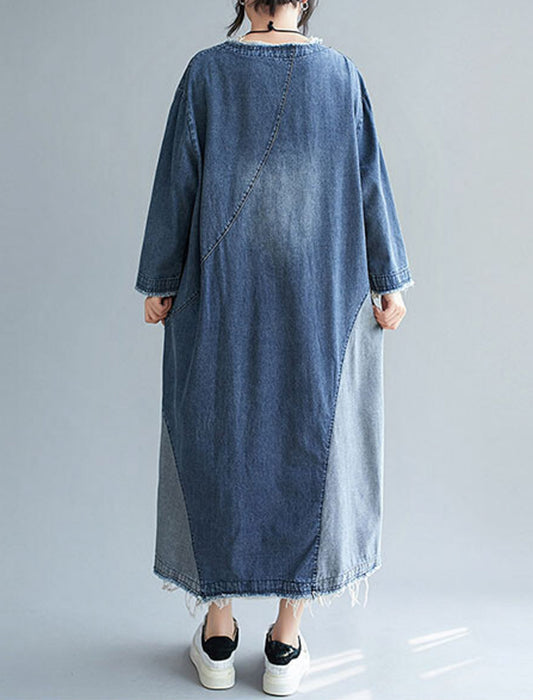 カットオフリメイク風デニムロングワンピース