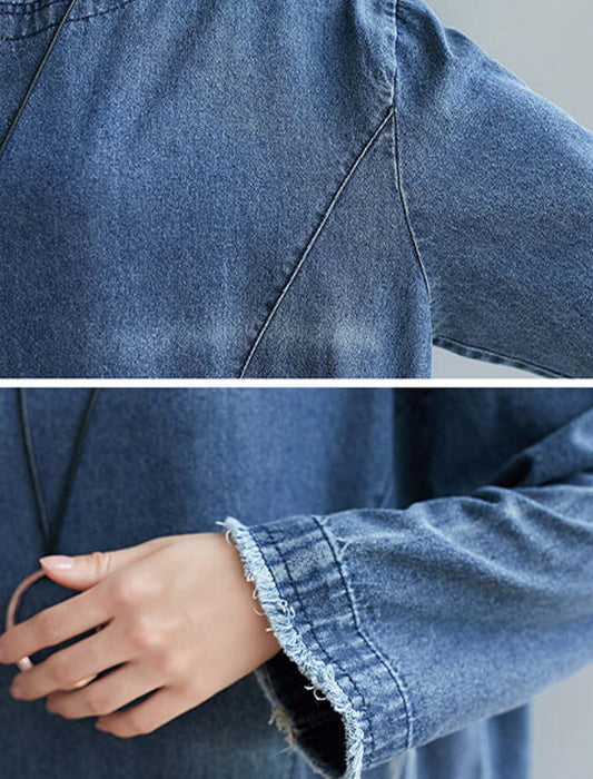 カットオフリメイク風デニムロングワンピース