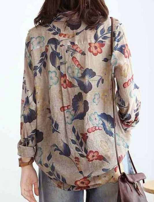 アンティークフラワープリント柄オーバーシャツ