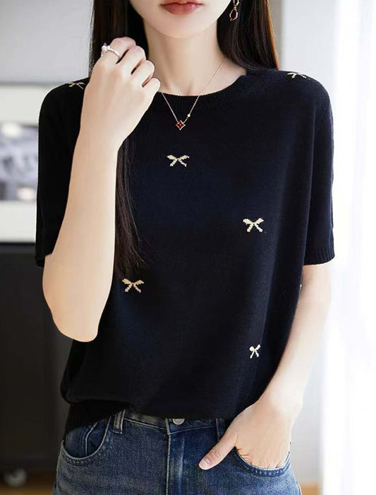 リボンモチーフ付きニット