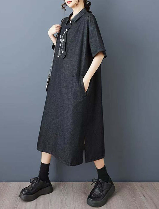 ゆったりネコモチーフ付きワンピース