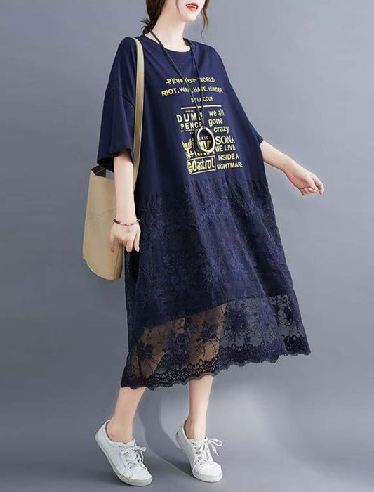 レース切り替えデザインカジュアルワンピース | Northmall