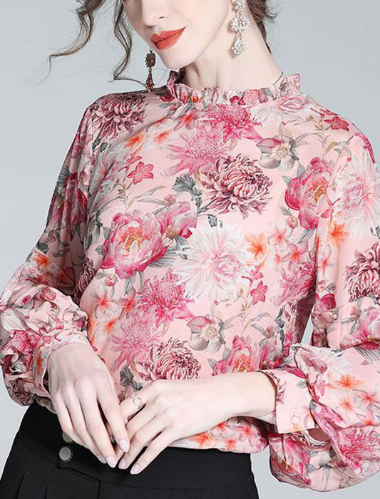 値下げ‼️MAISON SPECIAL フラワープリントブラウス フリーサイズ シアーフラワープリント フレアータイブラウス | maison