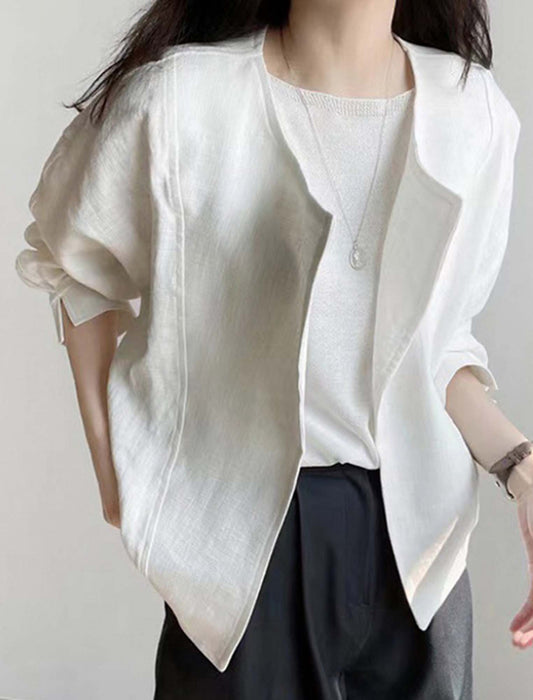 リネンコットン薄手ブルゾン　