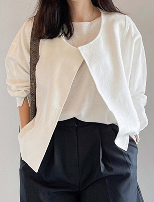 リネンコットン薄手ブルゾン　