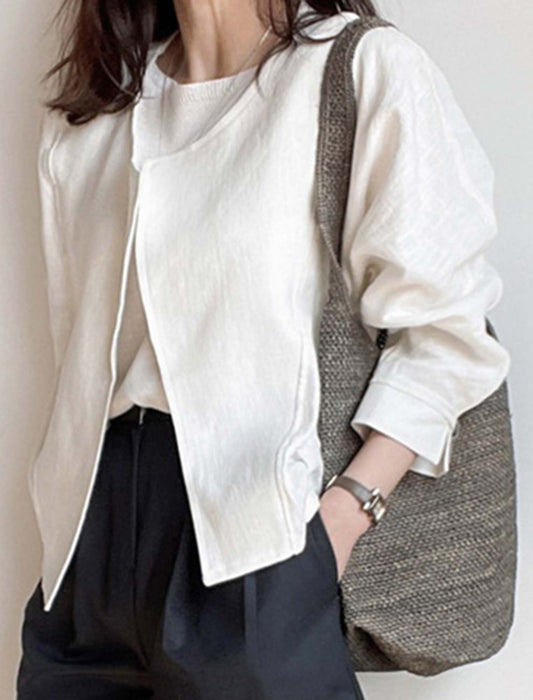 リネンコットン薄手ブルゾン　