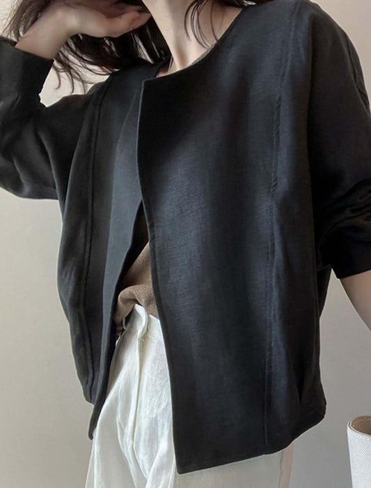 リネンコットン薄手ブルゾン　