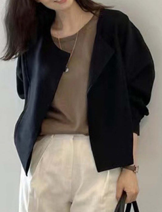 リネンコットン薄手ブルゾン　