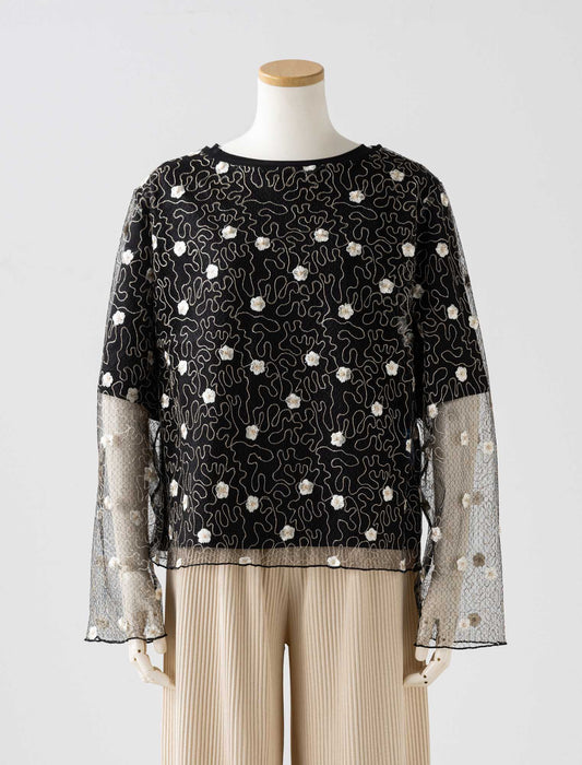 ＜Northmallオリジナル＞ エレガントレース刺しゅうトップス（Tシャツ付き）