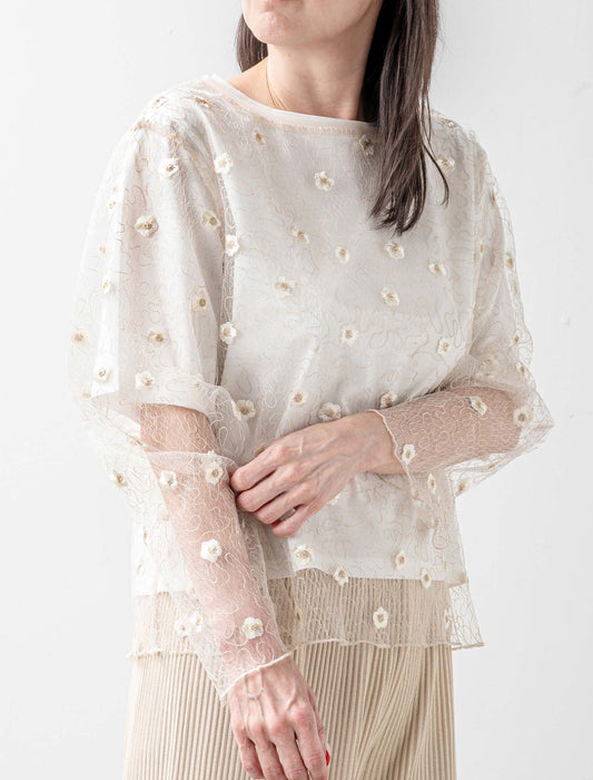 ＜Northmallオリジナル＞ エレガントレース刺しゅうトップス（Tシャツ付き）