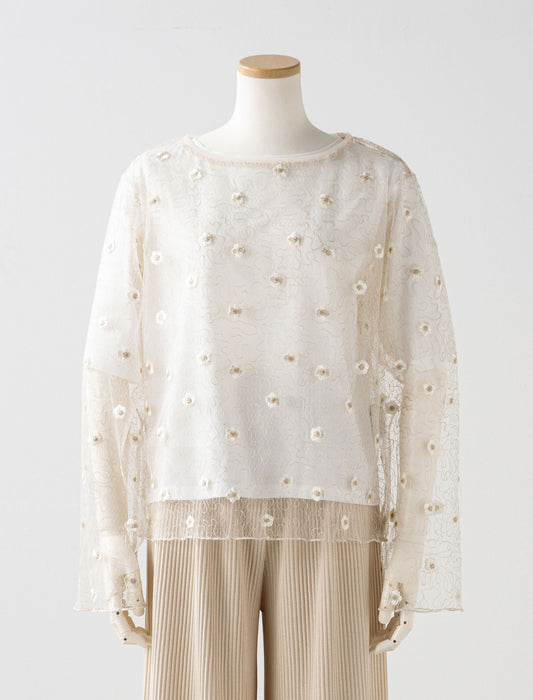 ＜Northmallオリジナル＞ エレガントレース刺しゅうトップス（Tシャツ付き）