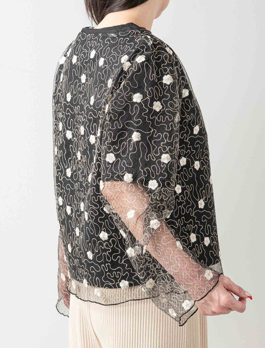 ＜Northmallオリジナル＞ エレガントレース刺しゅうトップス（Tシャツ付き）