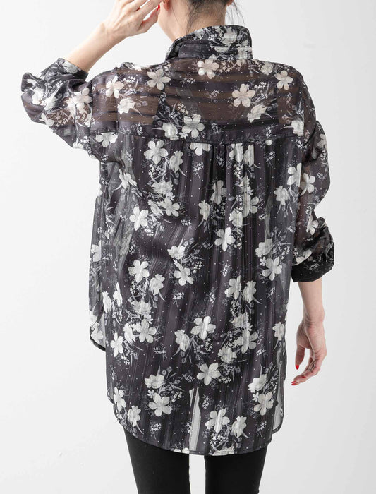 アンミヌ　シアーレースチュニックブラウス（BLACK） アンミヌ シアーレースチュニックブラウス（BLACK） アンミヌ