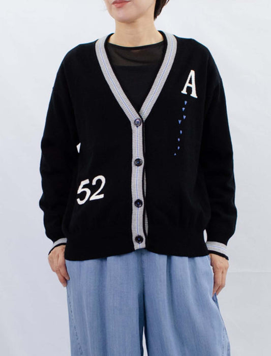 Vネックロゴハートカーディガン