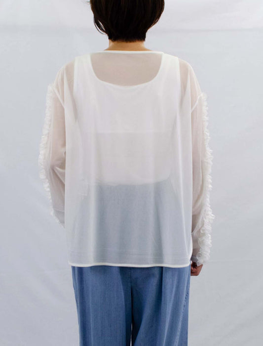 袖フリルカットソー