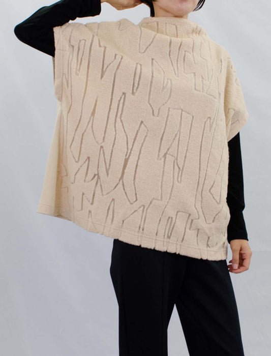 ボトルネック幾何学編み地チュニック