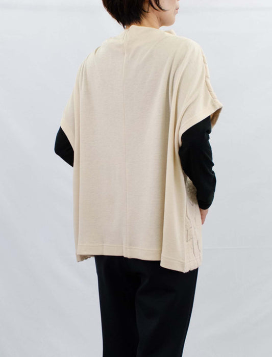 ボトルネック幾何学編み地チュニック