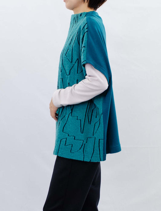 ボトルネック幾何学編み地チュニック