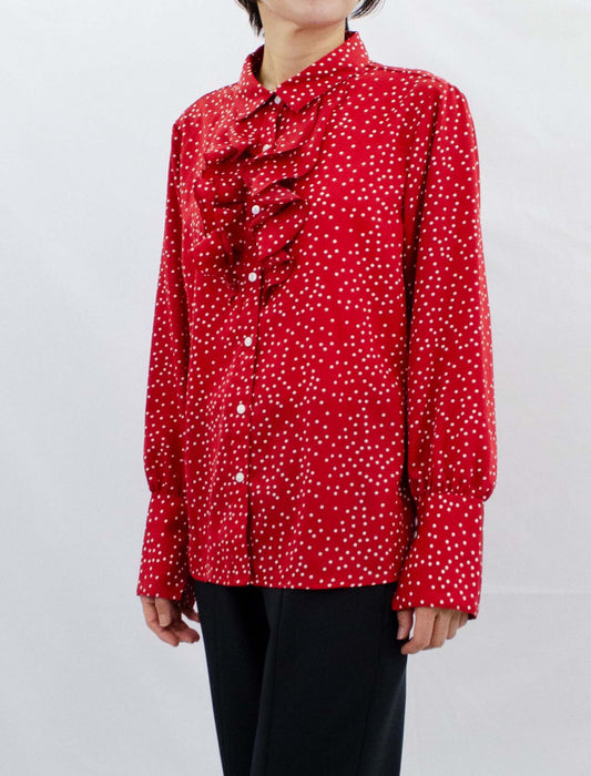 ドットフリルブラウス