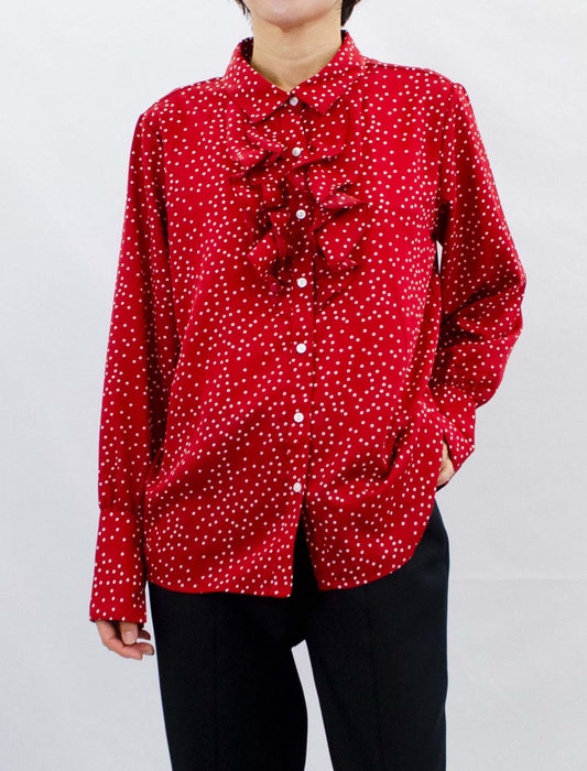 ドットフリルブラウス