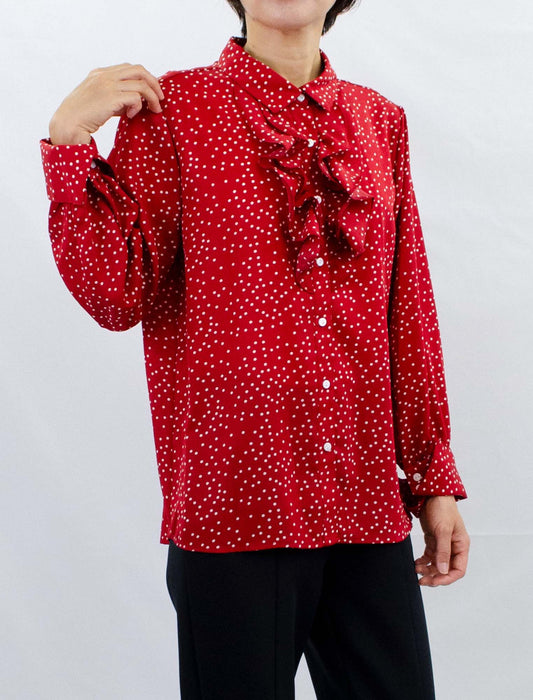 ドットフリルブラウス