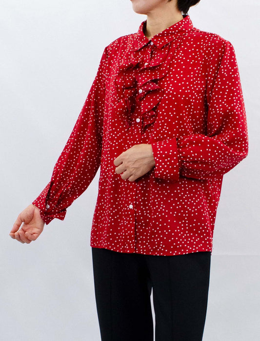 ドットフリルブラウス