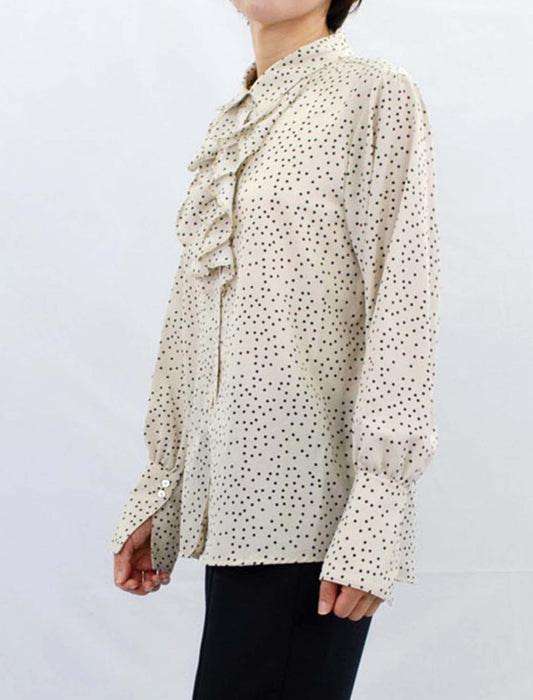 ドットフリルブラウス