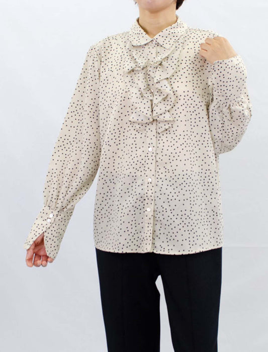 ドットフリルブラウス