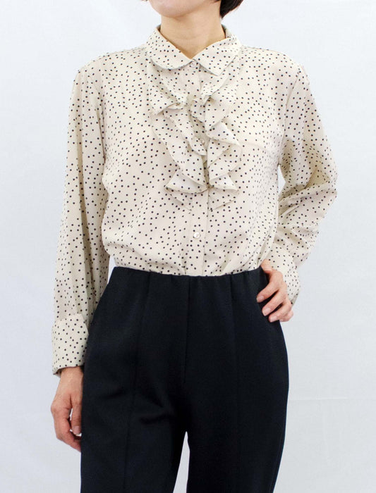 ドットフリルブラウス