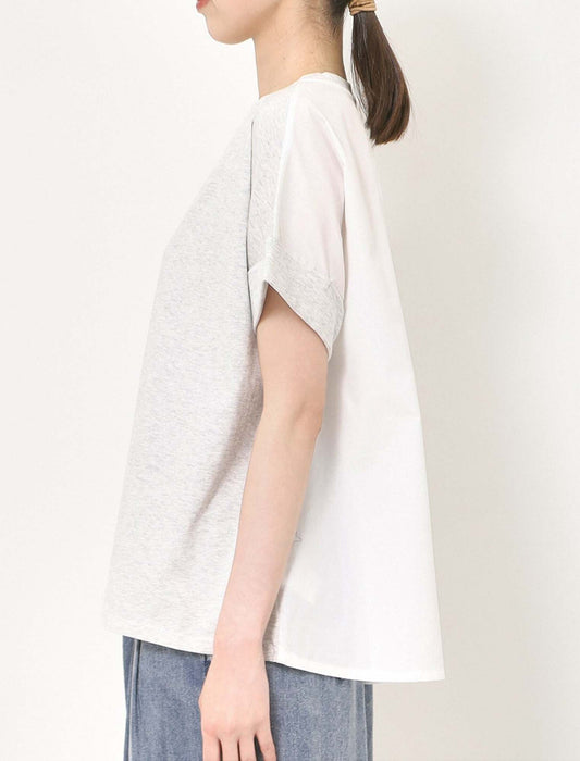 バックPT異素材バイカラートップス