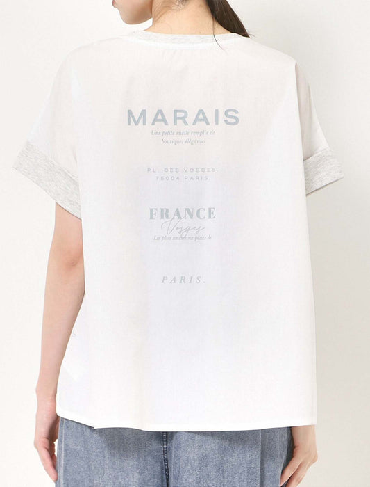 バックPT異素材バイカラートップス