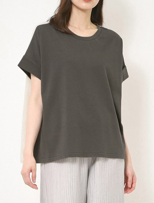 バックPT異素材バイカラートップス