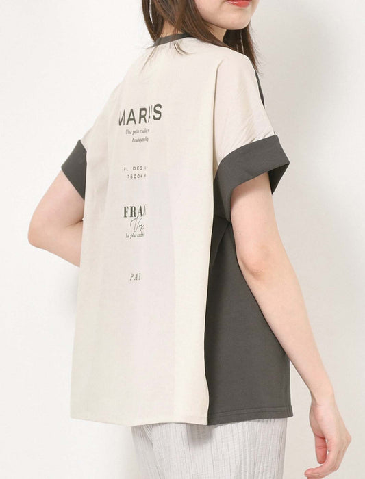 バックPT異素材バイカラートップス