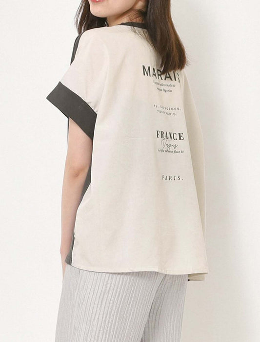 バックPT異素材バイカラートップス