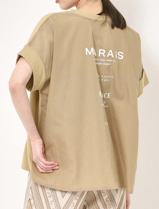 バックPT異素材バイカラートップス