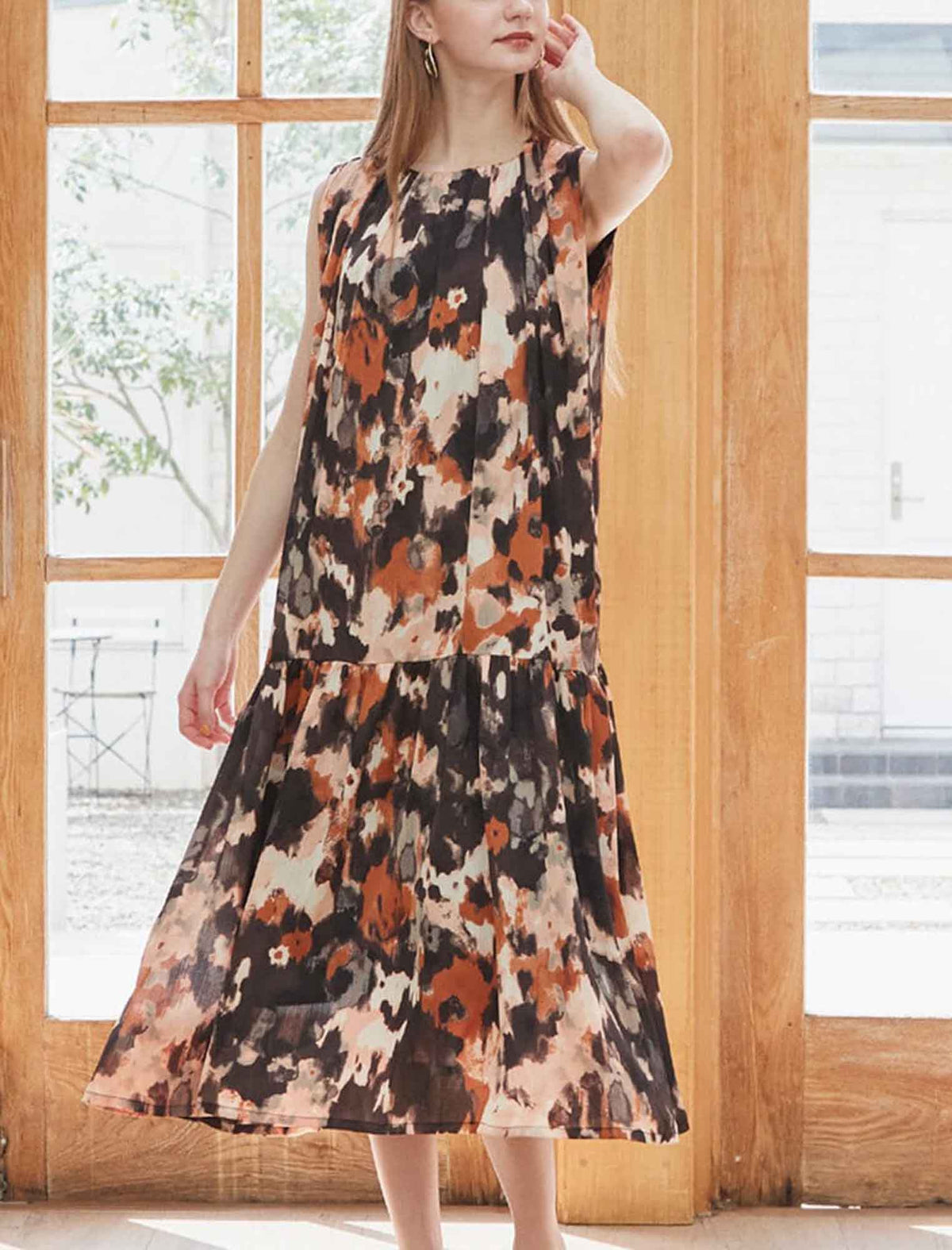 en joie 切り替えデザイン ワンピース 9号 切り替えジョーゼットジャージードレス(ワンピース) | Sybilla