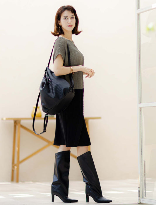 ＜SPECCHIO＞シャトルプリーツバイカラーワンピース　