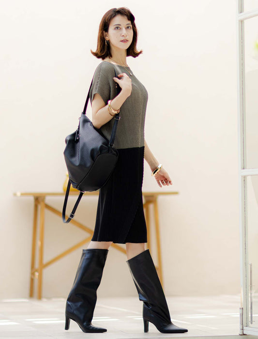 ＜SPECCHIO＞シャトルプリーツバイカラーワンピース　