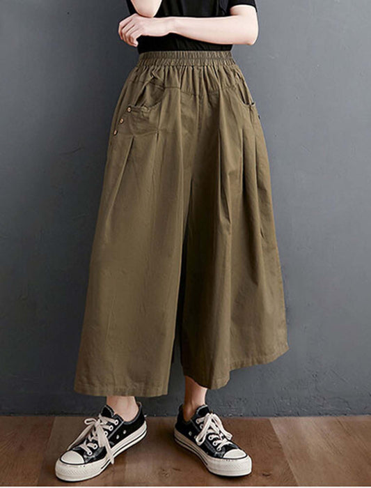 タックデザインワイドシルエットキュロット