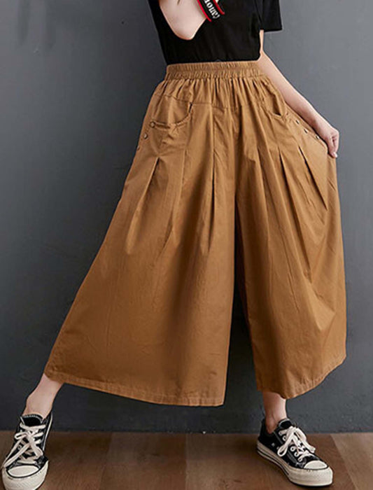 タックデザインワイドシルエットキュロット