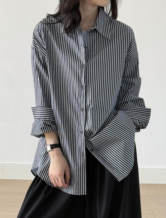 エプロン取り外し可能 チュニック丈シャツブラウス　