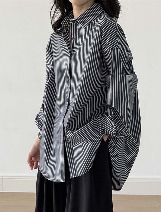 エプロン取り外し可能 チュニック丈シャツブラウス　