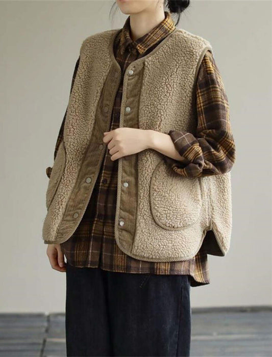 ノーカラー もこもこボワベスト　