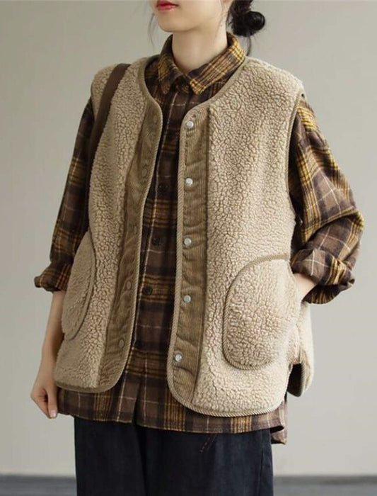 ノーカラー もこもこボワベスト　