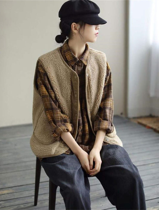 ノーカラー もこもこボワベスト　