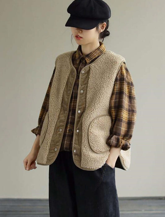 ノーカラー もこもこボワベスト　