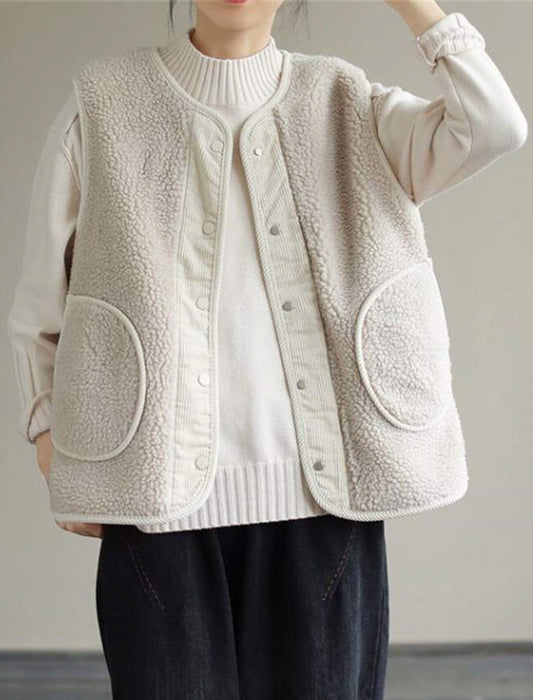 ノーカラー もこもこボワベスト　