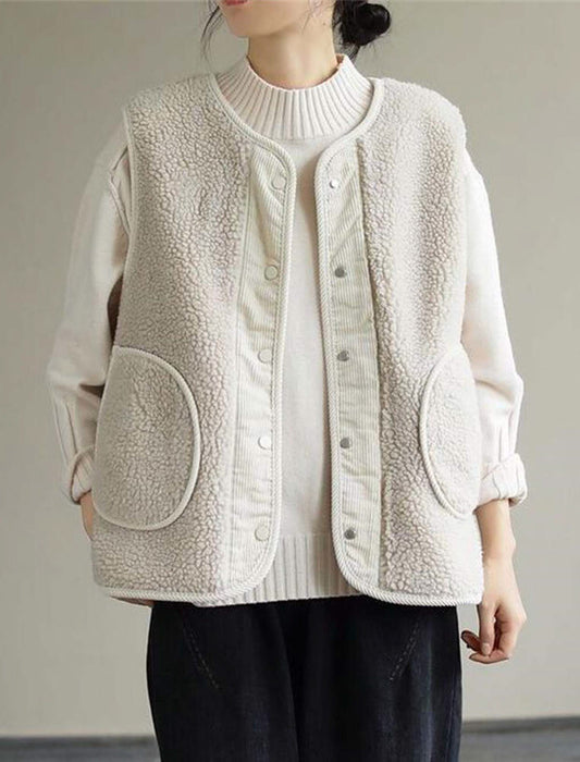 ノーカラー もこもこボワベスト　