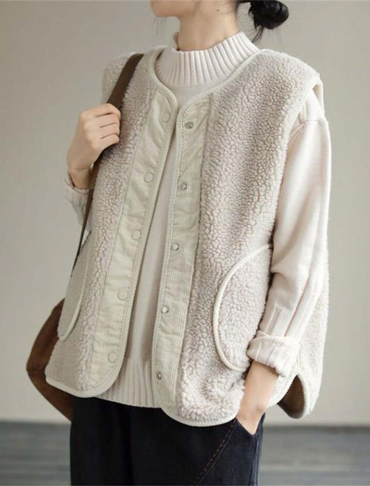 ノーカラー もこもこボワベスト　